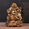 Feng Shui Śmiejący się Budda, Śmiejący się Budda Bogactwa Siedzący na Żabie Pieniężnej Statuetka Szczęśliwa Ropucha Ozdoby do Samochodu Dekoracja Domu Biura