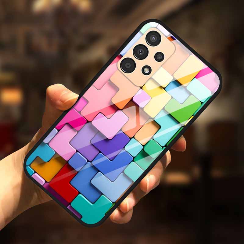 For Samsung A13 Case A23 A52 A72 4G M52 A52S 5G Luxury Tempered Glass Hard Back Cover for Samsung Galaxy A13 4G Phone Cases Capa