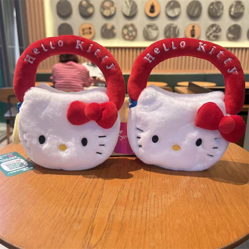 1/2 Stück Niedliche Sanrio Hello Kitty Plüsch Handtasche Handgelenktasche Münzbörse Große Kapazität Lässige Aufbewahrungstasche Mädchenhaftes Herz Clutch Geschenke
