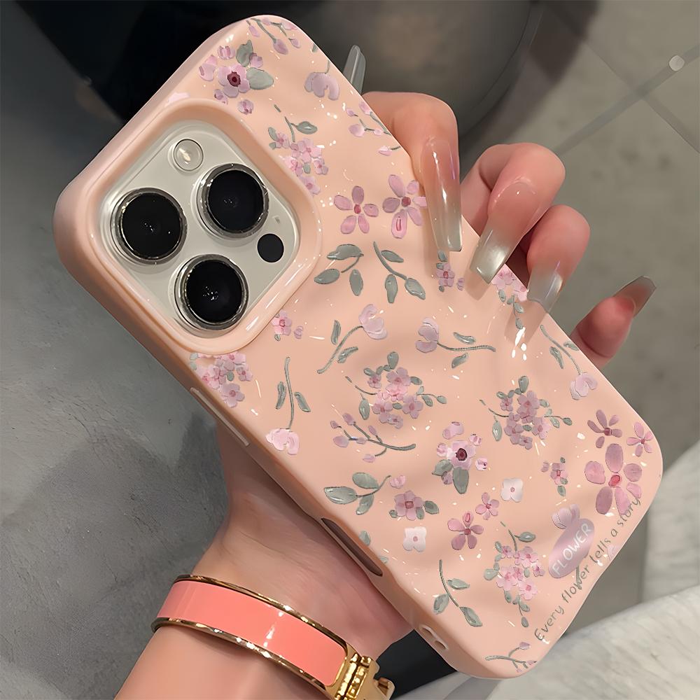 Traumhaftes rosa Blumenmuster Handyhülle für iPhone 17 16 15 14 13 12 11 Pro Max Air Plus Stoßfest Weich Funda Schutzhülle