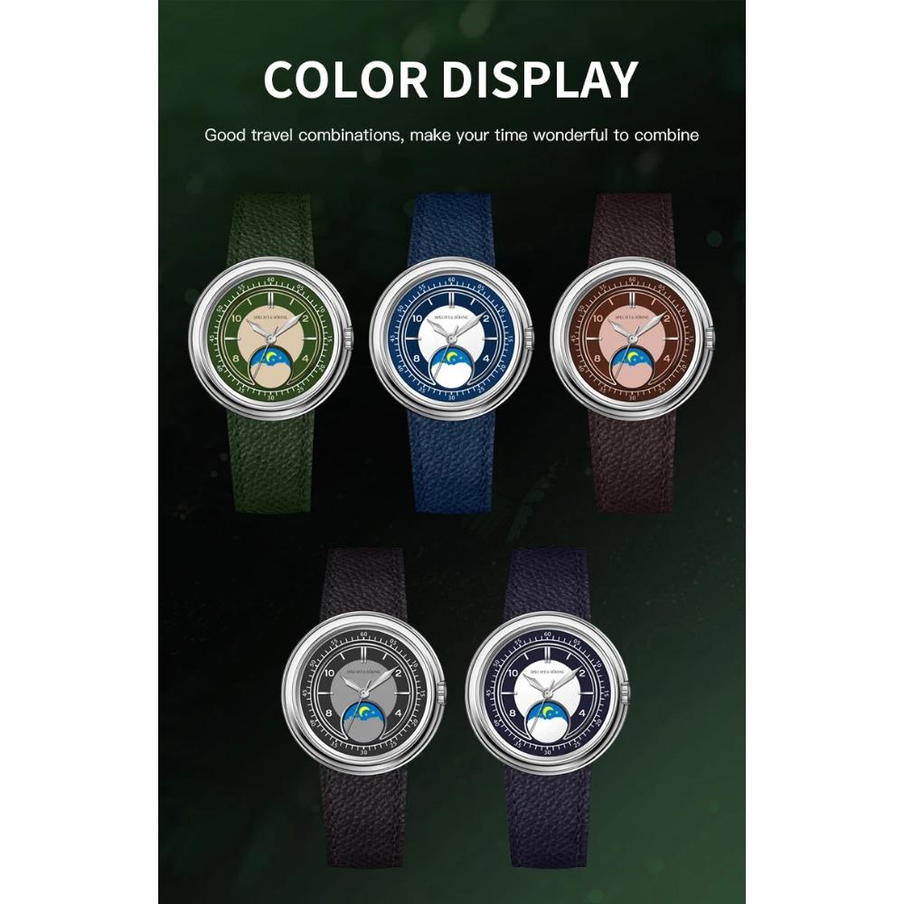 Specht & Söhne 2025 Men's Luxury Quartz Watch Genuine Leather Stainless Steel Japan Moon Phase 40MM Top Hot Wristwatch For Men