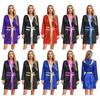 Damen Box Robe Halloween Cosplay Kostüm: Langärmeliger Satin-Kapuzenumhang mit metallischer Borte & Gürtel für eine Party zum Thema Kampf