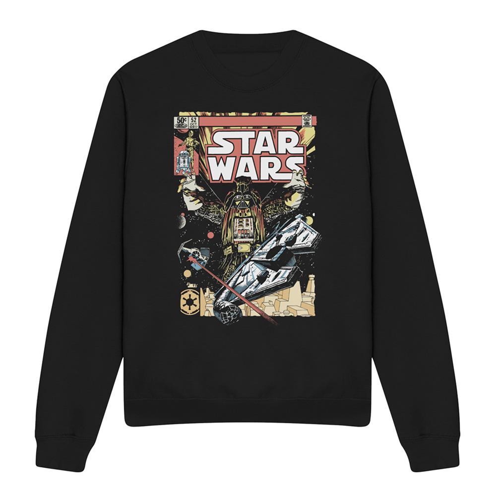Star Wars Unisex Adult Falcon Darth Vader Retro Comic Sweatshirt