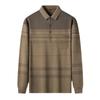 Fall Winter Men Long-Sleeved T-shirt Fashion Casual Polo Collar Striped Polo Shirt Daddy Men's Outfit Bottoming Shirt Top T-shirt Men