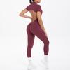 New Tight Fitting Backless Hollow Short Sleeved Pants Jumpsuit, Sports Running Fitness Jumpsuit, Yoga Suit