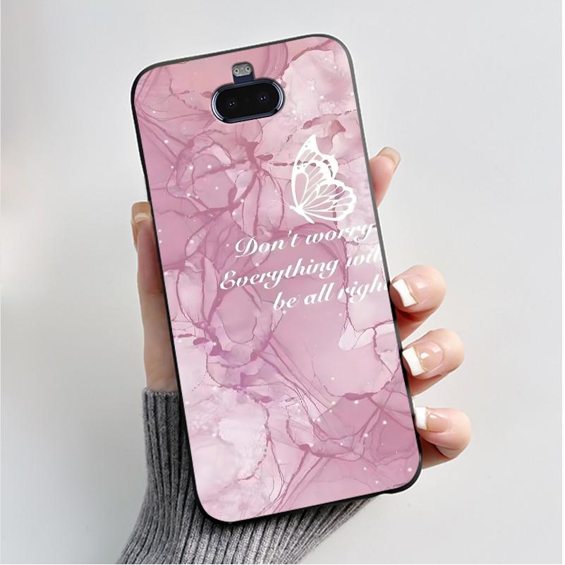 Case For Sony Xperia 20/Xperia 8/SOV42/Xperia 8 Lite Phone Case Luxury Fashion Butterfly Flowers Black Silicone Soft Back Cover