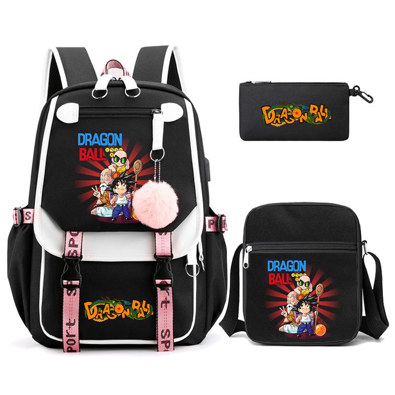 3Pcs/set Anime Dragon Ball Daily Laptop Backpack Lightweight bag for Men Women Travel Bag Student Girl Boy Back To School Unisex Bagpack Mochila