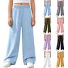 Girls' Casual, Loose-Fitting, Double-, Pleated, Versatile Wide-Leg Sports Pants