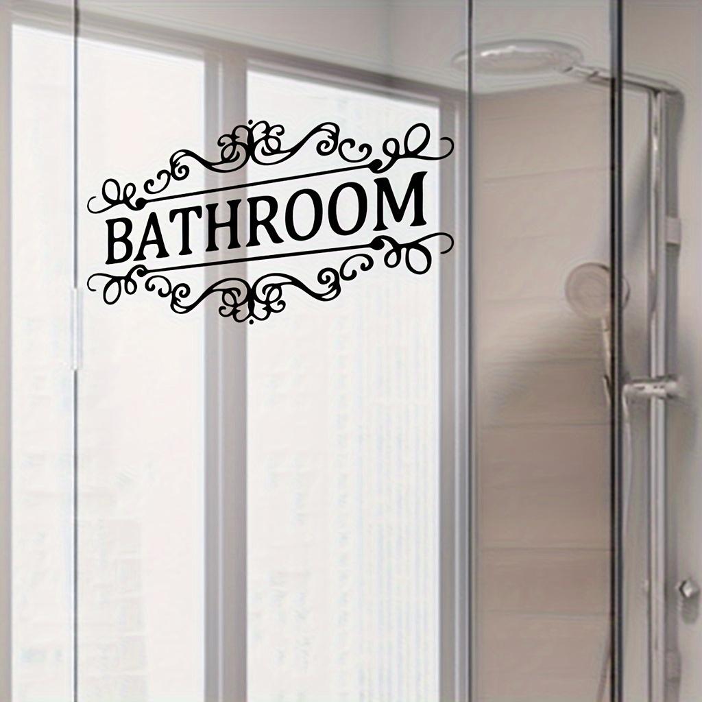 Black BATHROOM English Decorative Bathroom Sticker,Self-adhesive Removable PVC Sticker Suitable For Bathroom Decoration Stickers