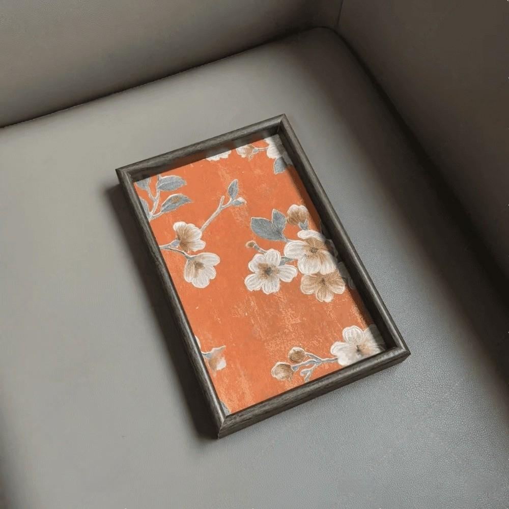Snack Tray 20x30CM Tea Tray Golden Flower Flower Square Dessert Tray Exquisite Design Blue Bottom Serving Tray Foyer