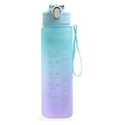 24 Oz Water Bottle with Times To Drink and Straw, Motivational Drinking Water Bottles with Carrying Strap, Leakproof BPA & Toxic