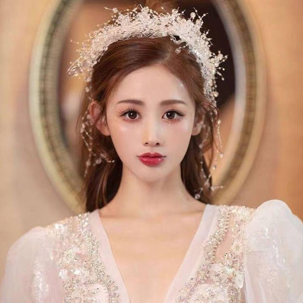 Tassel Bride Headdress Luxury Crystal Beads Hairband Fashion Bridal Headwear  Hair Accessories