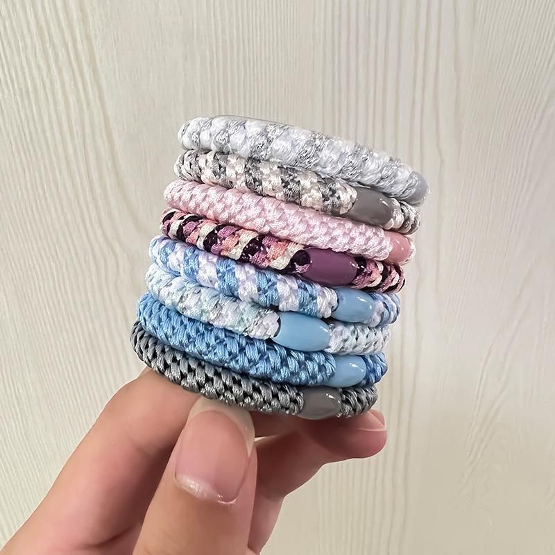 Velvet Mixed Color Braided Hair Ties: High Elasticity Hair Scrunchies for Stylish Buns and Commute-Friendly Accessories
