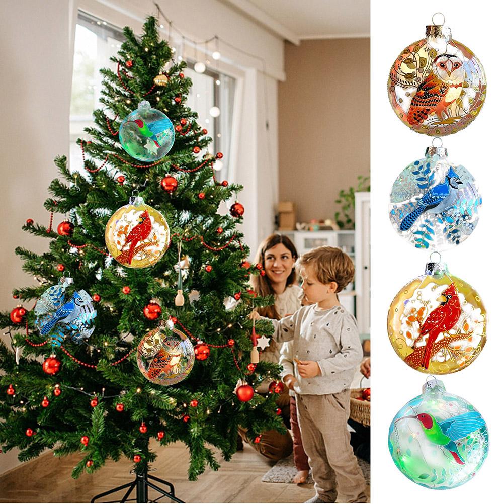 2022 X Mas Bird Christmas Tree Hanging Decoration Christmas Party Pendant Acrylic Planar Balls Gift