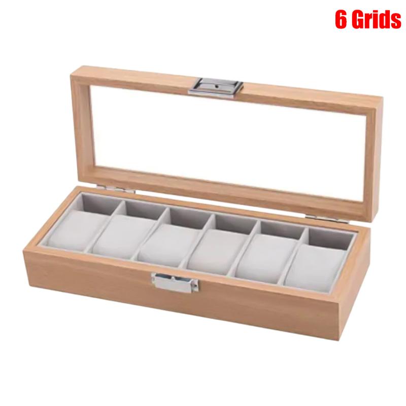 3/6 Grid Slot Watches Case Wooden Glass Watch Box Display Jewelry Metal Lock Organizer Wooden Watch Storage Box
