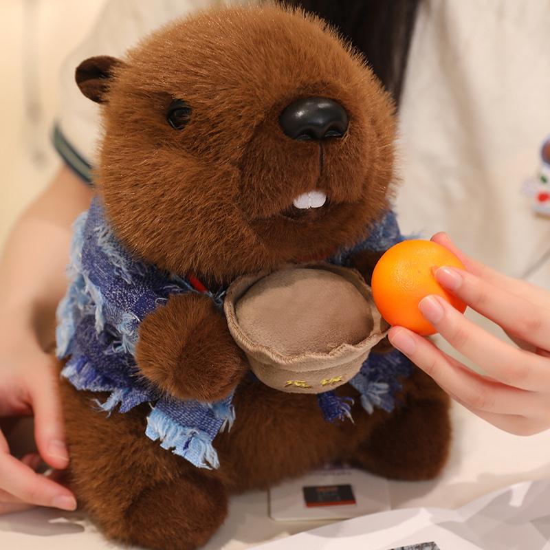 Cute Groundhog Plush Toys Keychain Simulation Marmot With Clothes Soft Doll Stuffed Animal Pillow Kid Birthday Gift Home Decor