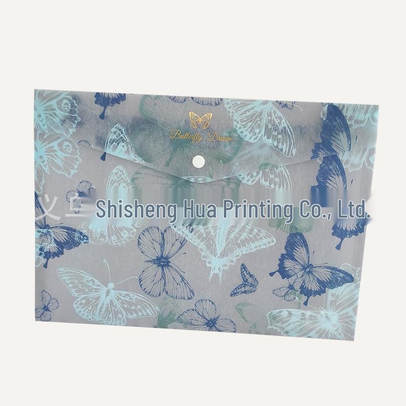 A4 Transparente Kunststoff-Dokumententasche mit Druckknopf und UV-Druck