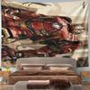 Red Robotic Suit Comic Style City Background Patterned tapestry for bedroom and living room home decor sofas