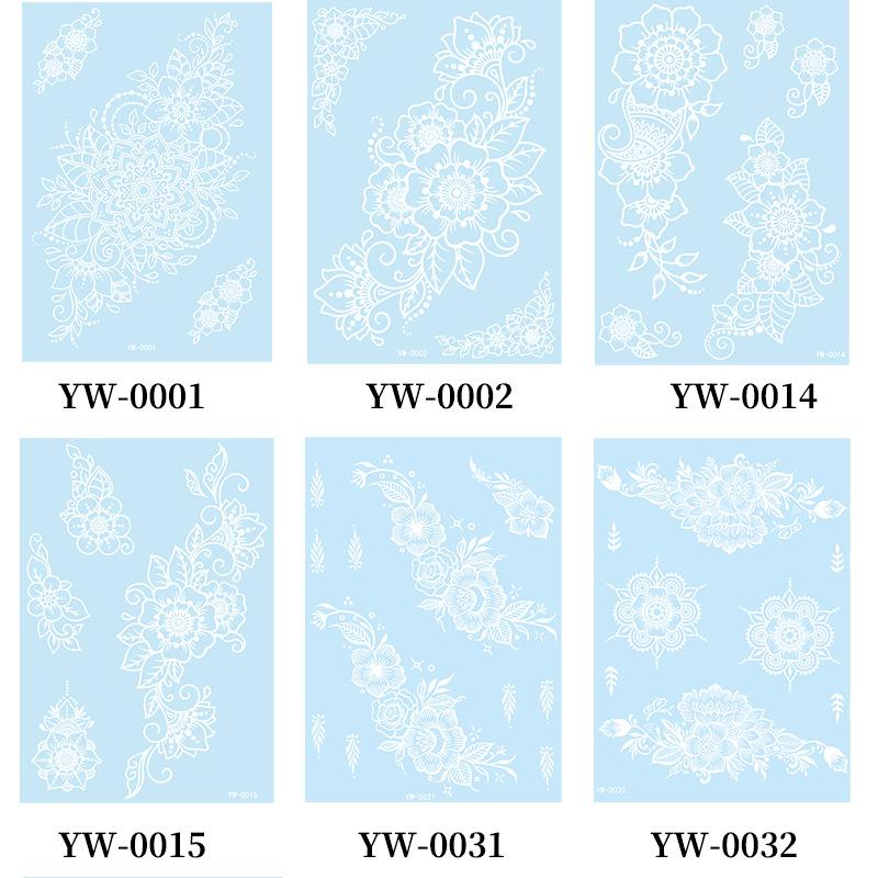 6 Sets Glow In The Dark Lace Temporary Tattoos Waterproof Fake Tattoo for Festival Party Henna Style Arm Leg Decoration