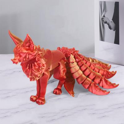 3D-gedrucktes Fuchs-Ornament Neunschwänziger Fuchs Figur mit beweglichen Schwänzen und Gliedmaßen Tier Actionfigur Flexibles Fidget Spielzeug
