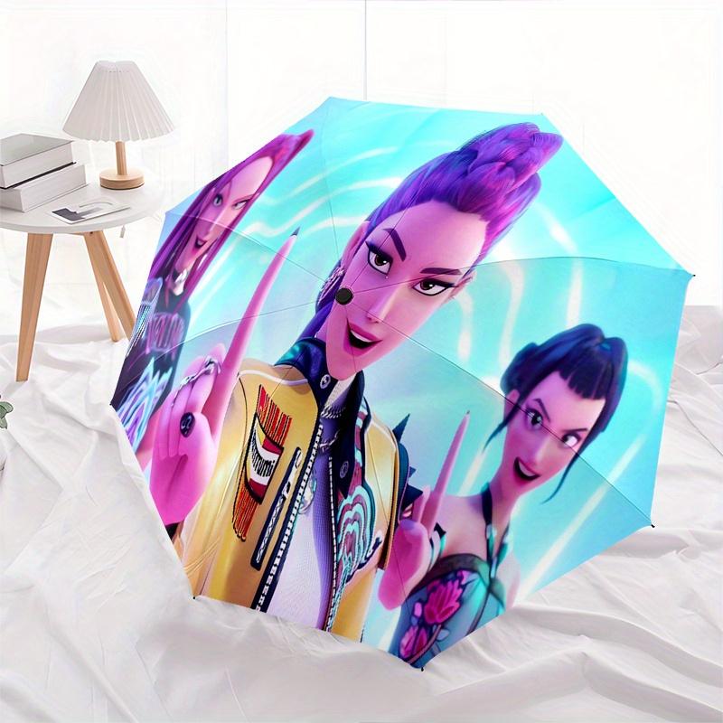 Ombrello pieghevole KPop Demon X con apertura e chiusura automatica, struttura a 8 stecche e design compatto da viaggio, perfetto per tutte le occasioni | Elegante