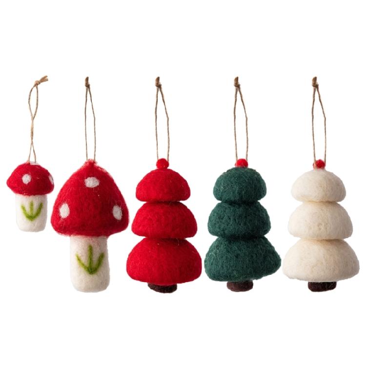Christmas Wool Felt Mushroom Ornament Great for Holiday and Wedding Decor