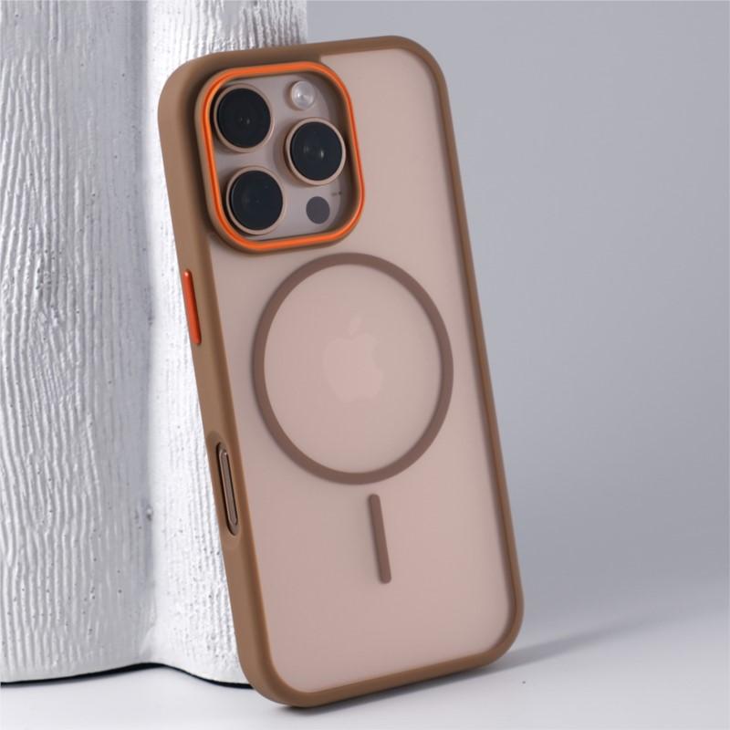 Luxury Simple for Magsafe Phone Case for iPhone 16 15 14 Plus 13 12 11 Pro Max Matte Hit Color Wireless Charge Hard Bumper Cover