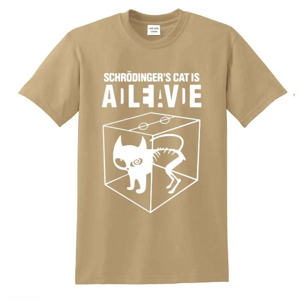 Men's T-shirt Top Quality Cotton Schrodinger's Cat Print Men T Shirt Crew Neck Casual The Big Bang Theory Mens Tshirt Geometric
