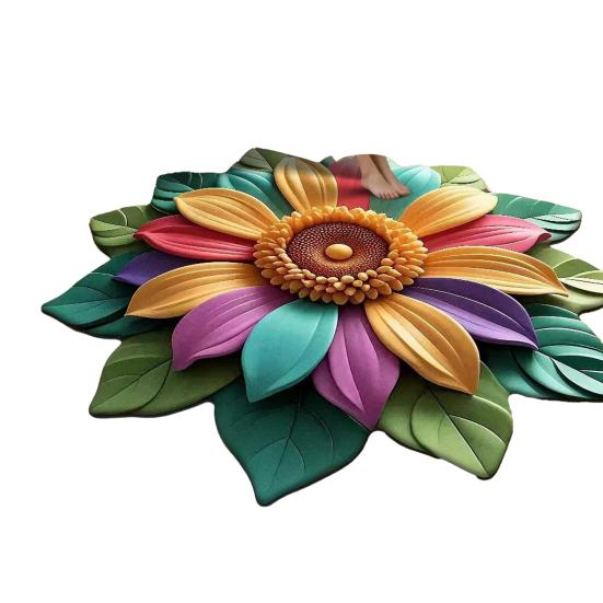 Yousheng Floor Mat Large Size Non-Slip Backing Plush Rug 3D Sunflower Design Door Mat Living Room Bathroom Kitchen Decoration