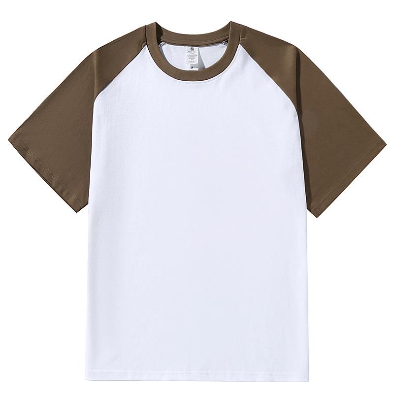 Unisex Retro Color Block Raglan Cotton T-Shirt - Casual Loose Fit, Short Sleeve