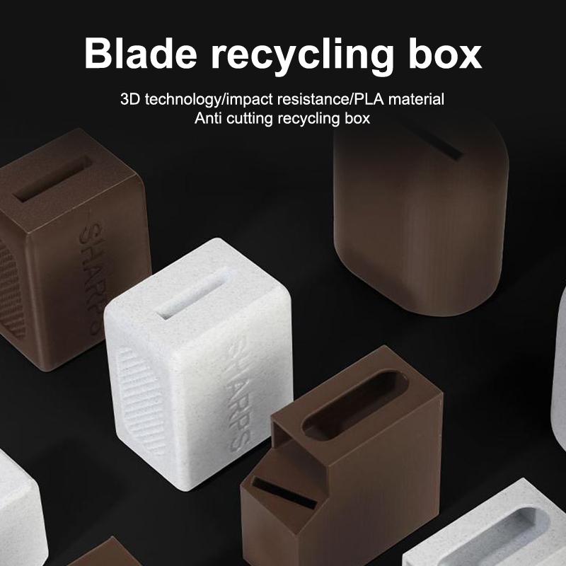 3D tisk Mini pouzdro na likvidaci žiletek Recyklační boxy na žiletky Odpadkový koš Sběrač odpadu Organizér Holičské potřeby