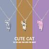 Cute Cartoon Cat Pendant Necklace For Women Metal Chain Choker Couple Friendship Party Jewelry Gift