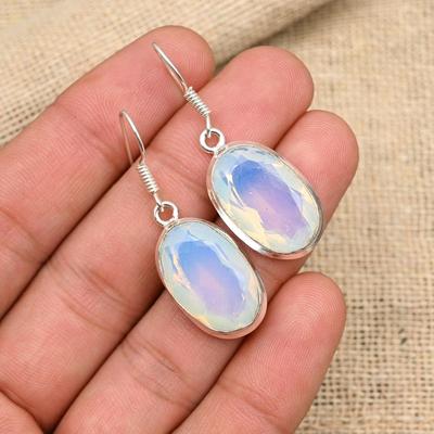 Milky Opal Gemstone 925 Sterling Silver Handmade Wedding Jewelry Earring