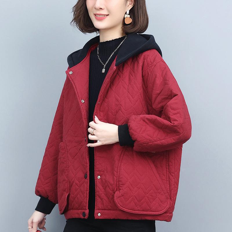 2024 Women's Hooded Thick Cotton Jacket - Casual, Plus Size, Autumn/Winter Outerwear