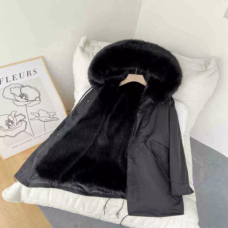 Winter Fur Coat Men's and Women's Mid-length Coat Parker Suit Fox Fur Liner Artificial Fur