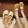 Mary Jane Single Shoes New Ballet Single Shoes One Word with Shallow Mouth Beanie Shoes Fairy Style Flat Shoes