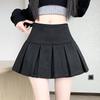 Women's High Waist Suede Pleated A-line Skort - Autumn/Winter Casual Slimming Leather-Look Anti-Exposure Design
