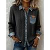New European and American Style Women's Knitted Spliced Denim Shirt, Casual Versatile Long Sleeve Cardigan Coat for Fall and Winter