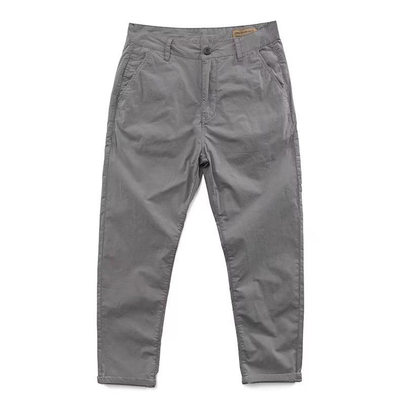 Versatile Solid Color Workwear Casual Pants Summer Loose Straight Leg Cropped Pants Men's Pants