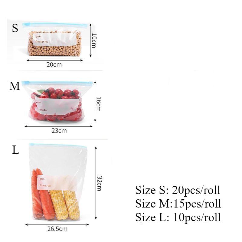 

1 комплект пищевой пленки, пластиковые герметичные пакеты, пищевые пакеты, многоразовые пакеты для хранения в холодильнике, пластиковая пленка для свежести фруктов и хлопьев 1 roll 10pcs L size синий
