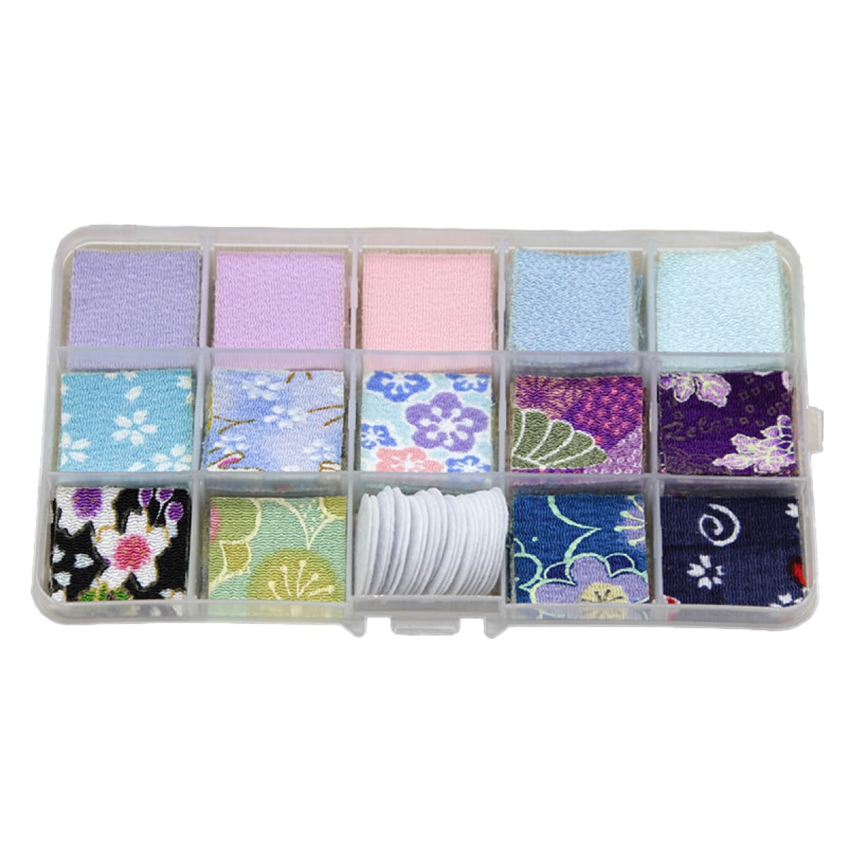 

ENN LLC Chirimen Set with Flower Craft 14 10 Pieces Each and Blue Fabric, Pre-Cut Base, Scraps, Colors, (Purple Set)