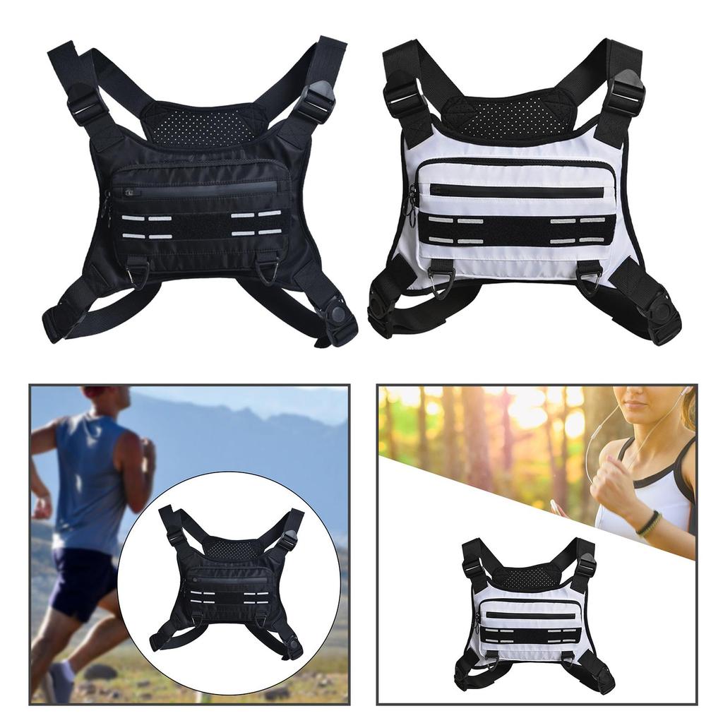 Nylon chest pocket, running backpack, vest, phone and accessory holder,