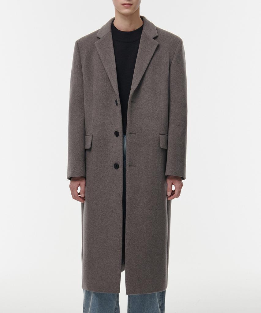 Musinsa Standard Cashmere Blend Daddy Shoulder Single Long Coat [Taupe]