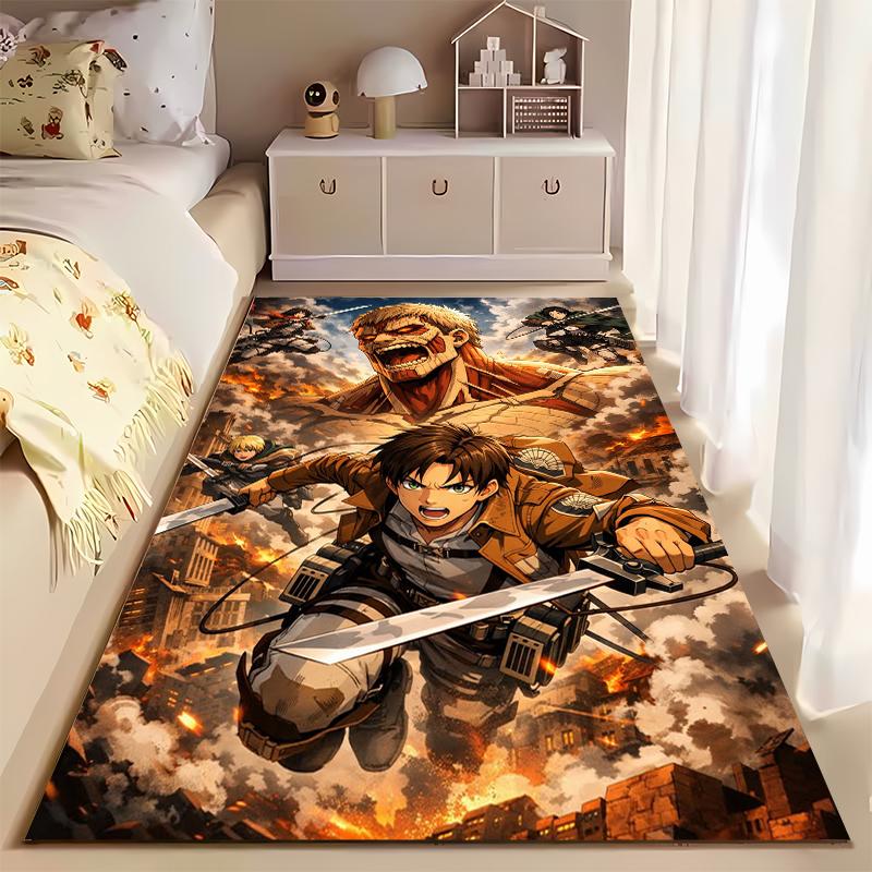 "Attack On Titan Anime Carpet - Action Scene with Titans and Heroes" Suitable for Use As an Anti-slip for Living Room Bedroom Sofas