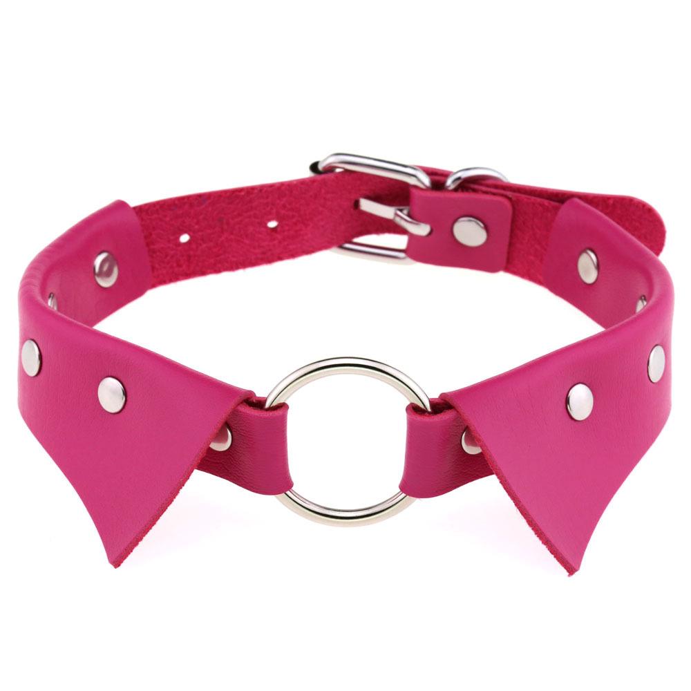 O-ring PU Leather Choker, Shirt Collar Style Punk Statement Clavicle Neck Chain