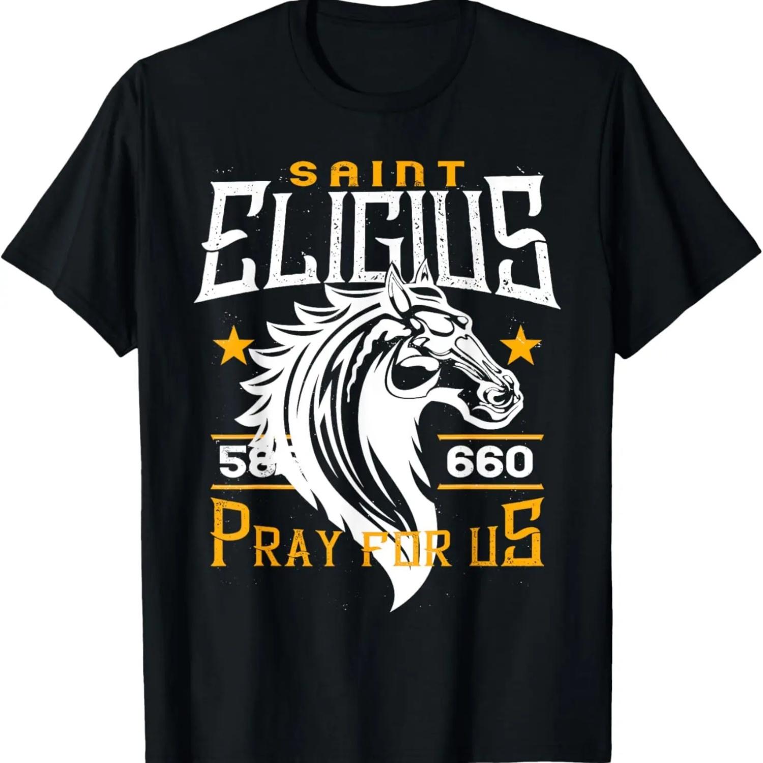 St Eligius Patron Saint of Horses Catholic Horse Distressed T-Shirt S чёрный