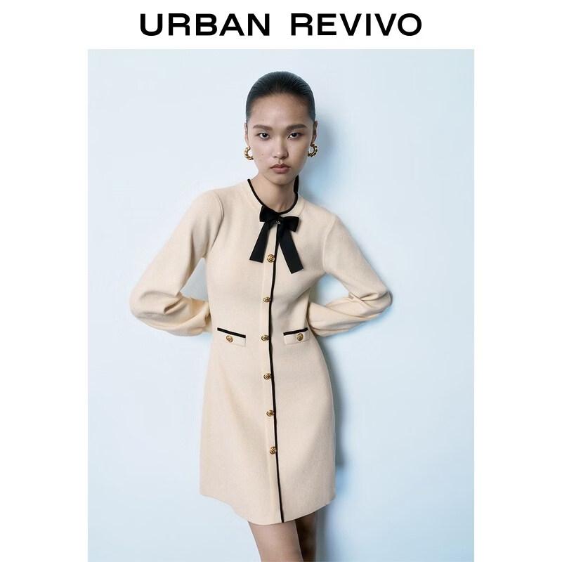 UR 2026 Spring Women s Knitted Bouclé Bow Dress L