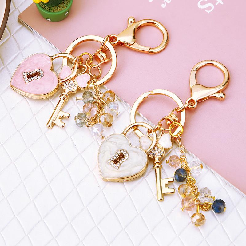Handmade Luxury Charm Pearl-Tassel Love Pendant Cute Rhinestone Sweet Creative Bag Accessory Bag Charm