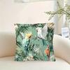 1pc Tropical Parrot and Parakeet Decorative Pillow Cover - 45.72x45.72cm, Soft Short Plush, Vibrant Jungle Design with Lush Green Plants and Flowers,