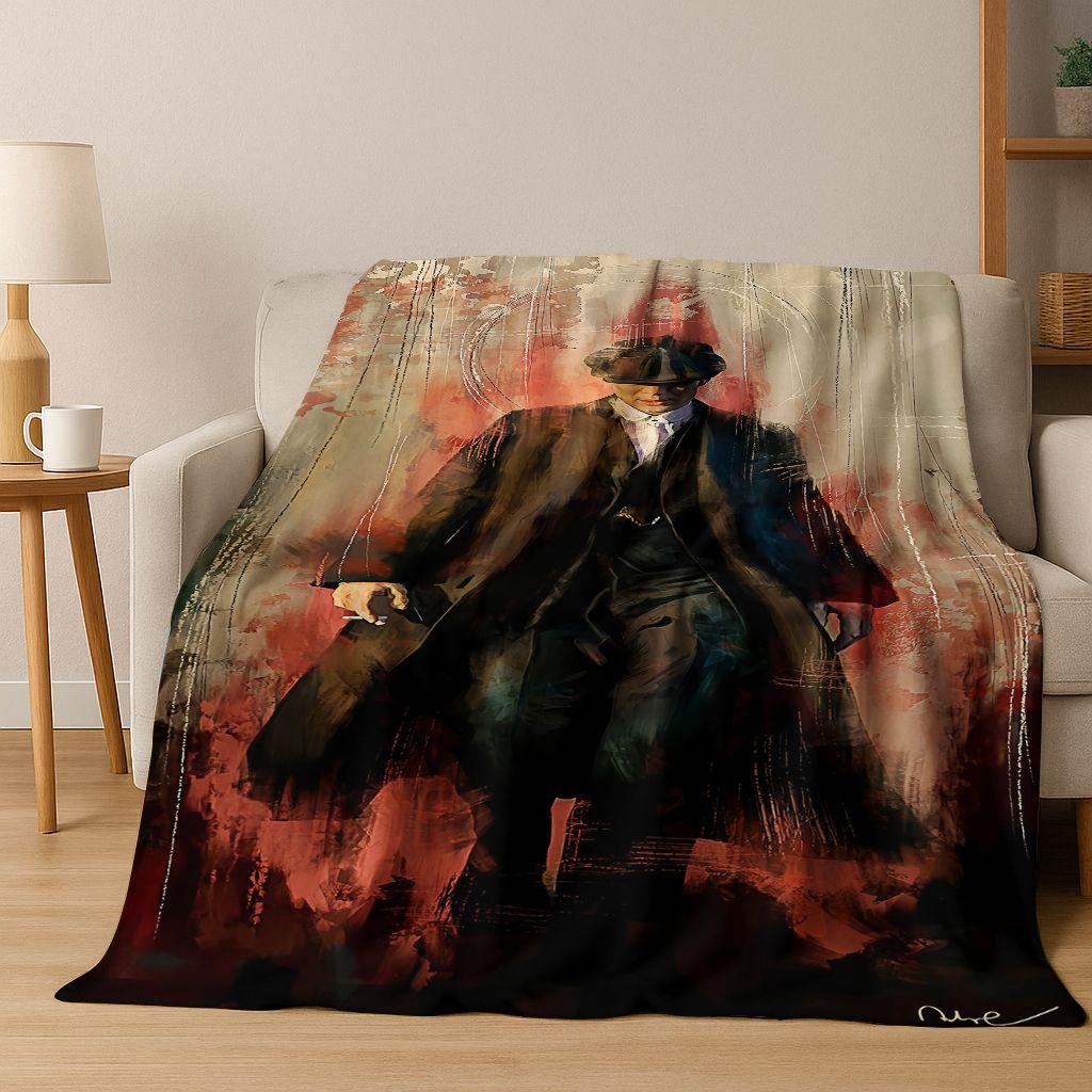 2026 Tommy Shelby P-Peaky B-Blinders Art Flannel Blanket,Cozy Soft Throw Blanket for Home Bedroom Bed Sofa Picnic Cover Gift